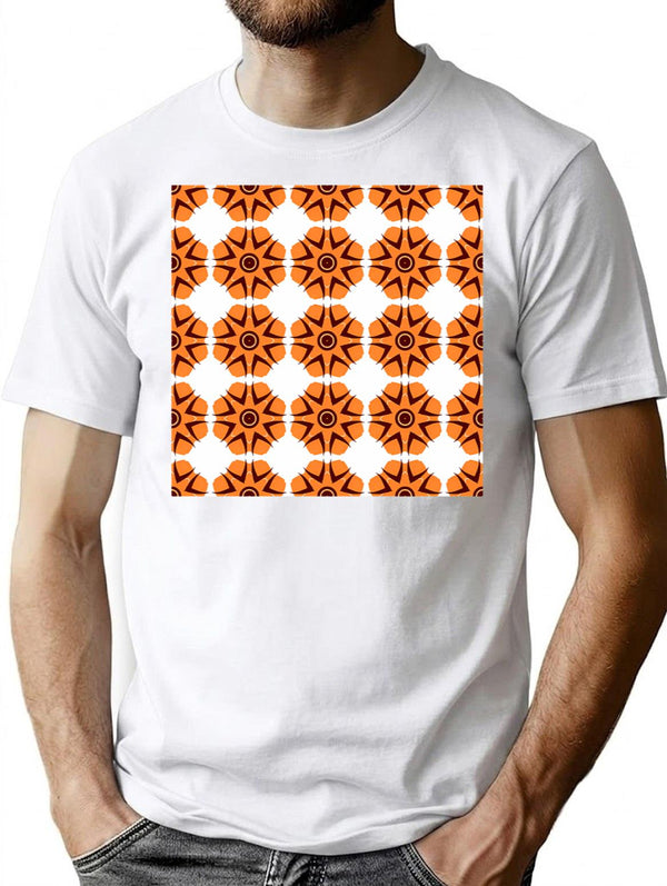 Seamless Pattern With Flowers.Pattern Seamless Wallpaper T-Shirt for Men & Women, T-Shirts Graphic Tee - White