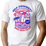 Self-Confident Hot-Dog Club T-Shirt for Men & Women, T-Shirts Graphic Tee - White