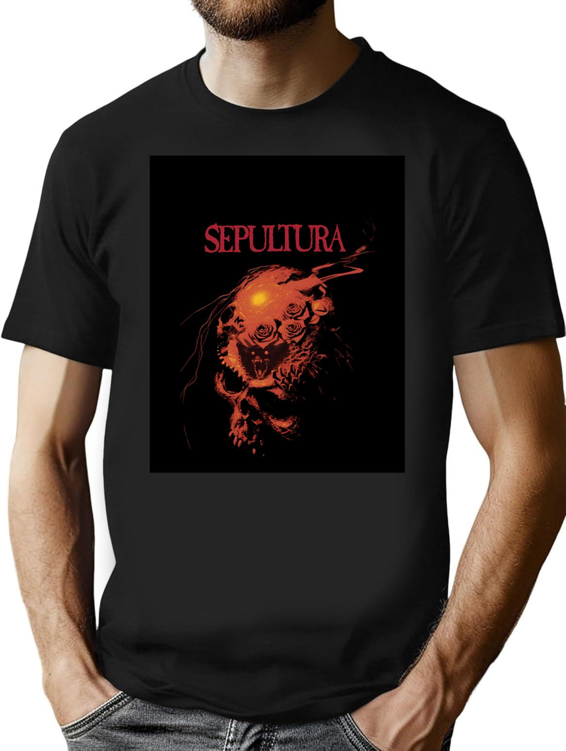 Sepultura Skull T-Shirt for Men & Women, T-Shirts Graphic Tee - Black