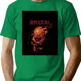Sepultura Skull T-Shirt for Men & Women, T-Shirts Graphic Tee - Green