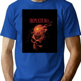 Sepultura Skull T-Shirt for Men & Women, T-Shirts Graphic Tee - Blue