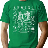 Sewing Machine Quilting Quilter Crafter Vintage Patent Print T-Shirt for Men & Women, T-Shirts Graphic Tee - Green