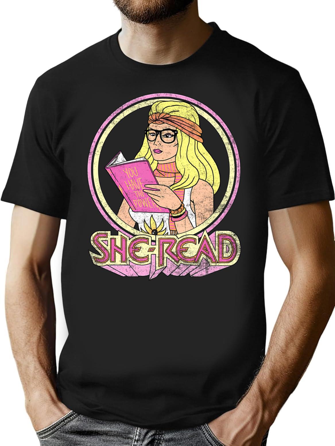 She-Read T-Shirt for Men & Women, T-Shirts Graphic Tee - Black