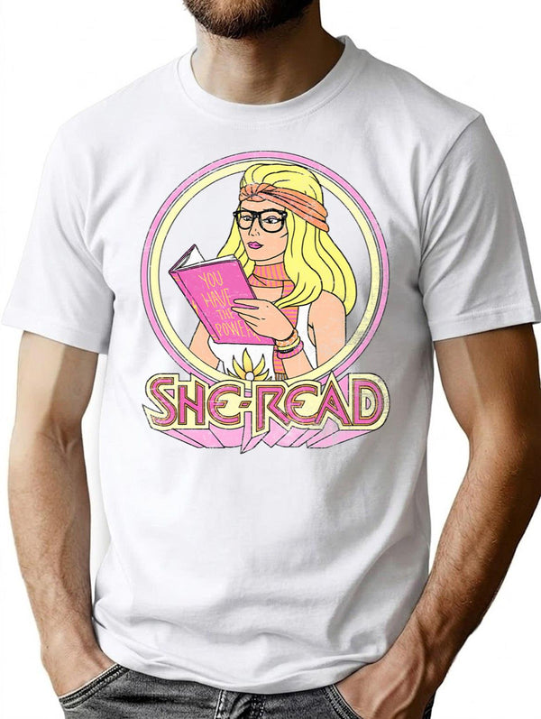She-Read T-Shirt for Men & Women, T-Shirts Graphic Tee - White