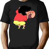 Shin Chan Blushing T-Shirt for Men & Women, T-Shirts Graphic Tee - Black