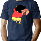 Shin Chan Blushing T-Shirt for Men & Women, T-Shirts Graphic Tee - Navy