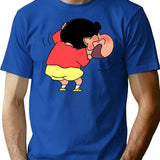 Shin Chan Blushing T-Shirt for Men & Women, T-Shirts Graphic Tee - Blue