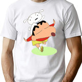Shin Chan With Shiro T-Shirt for Men & Women, T-Shirts Graphic Tee - White