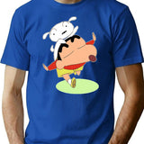 Shin Chan With Shiro T-Shirt for Men & Women, T-Shirts Graphic Tee - Blue