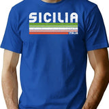 Sicilia Italia - Retro Italy Design T-Shirt for Men & Women, T-Shirts Graphic Tee - Blue