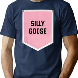 Silly Goose Vintage Style Pennant T-Shirt for Men & Women, T-Shirts Graphic Tee - Navy