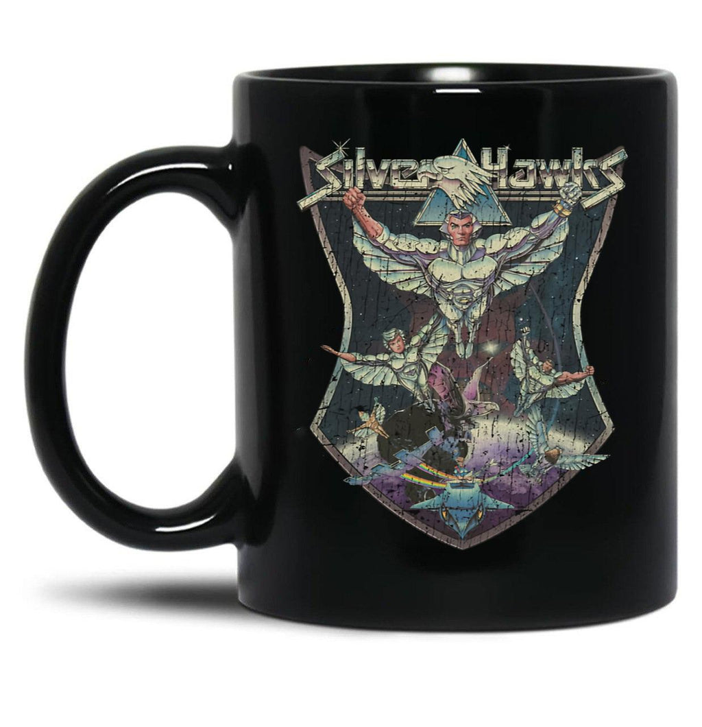 Silverhawks 1986 Black Coffee Mug, Gift Coffee Mug