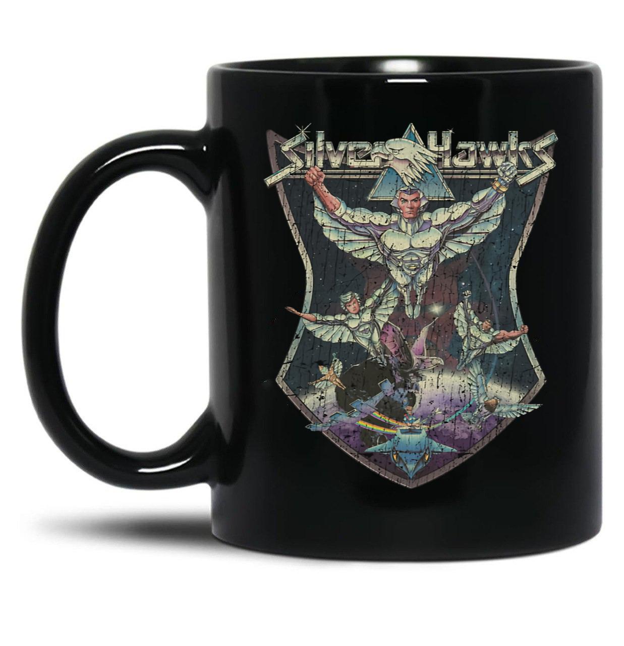 Silverhawks 1986 Black Coffee Mug, Gift Coffee Mug