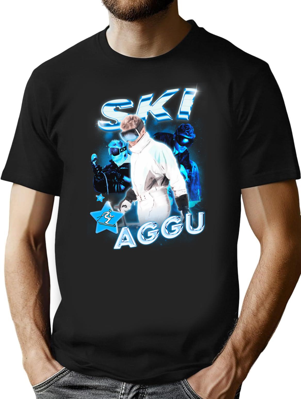 Ski Aggu Vintage Merch T-Shirt for Men & Women, T-Shirts Graphic Tee - Black