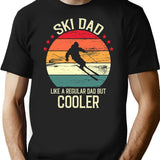 Ski Dad Like A Regular Dad But Cooler - Vintage Retro Ski Dad Gift T-Shirt for Men & Women, T-Shirts Graphic Tee - Black