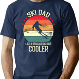 Ski Dad Like A Regular Dad But Cooler - Vintage Retro Ski Dad Gift T-Shirt for Men & Women, T-Shirts Graphic Tee - Navy