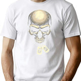 Skull And Crossbones Military Imprint Chain Detail T-Shirt for Men & Women, T-Shirts Graphic Tee - White
