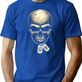 Skull And Crossbones Military Imprint Chain Detail T-Shirt for Men & Women, T-Shirts Graphic Tee - Blue