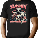 Slashin Through The Snow Horror Christmas T-Shirt for Men & Women, T-Shirts Graphic Tee - Black