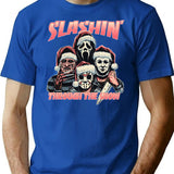 Slashin Through The Snow Horror Christmas T-Shirt for Men & Women, T-Shirts Graphic Tee - Blue