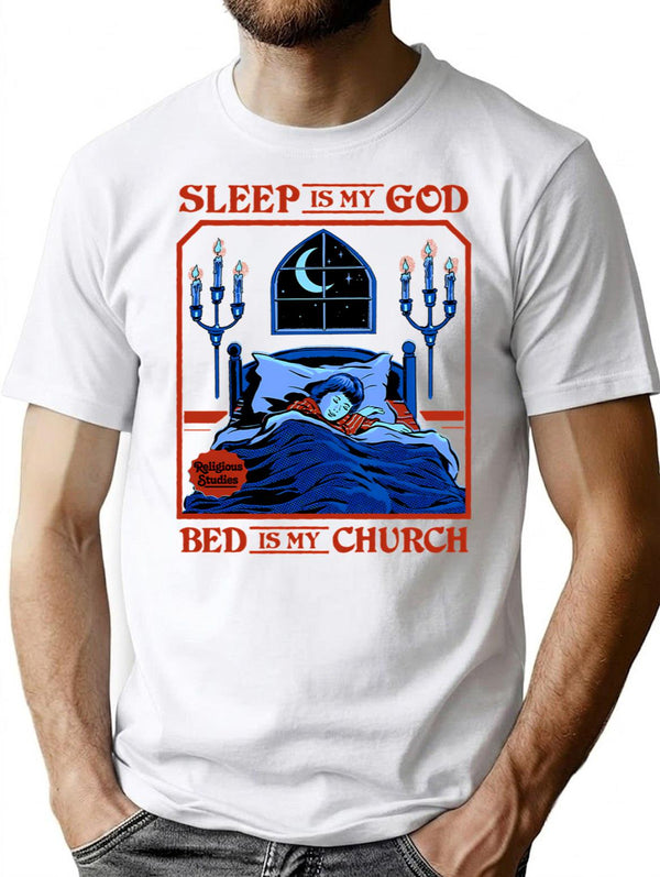 Sleep Is My God T-Shirt for Men & Women, T-Shirts Graphic Tee - White