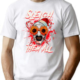 Sleigh Them All Sunflower Sunglasses Horror Clown Movie Art Terrifier 2 T-Shirt for Men & Women, T-Shirts Graphic Tee - White
