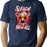 Sleigh Them All Sunflower Sunglasses Horror Clown Movie Art Terrifier 2 T-Shirt for Men & Women, T-Shirts Graphic Tee - Navy