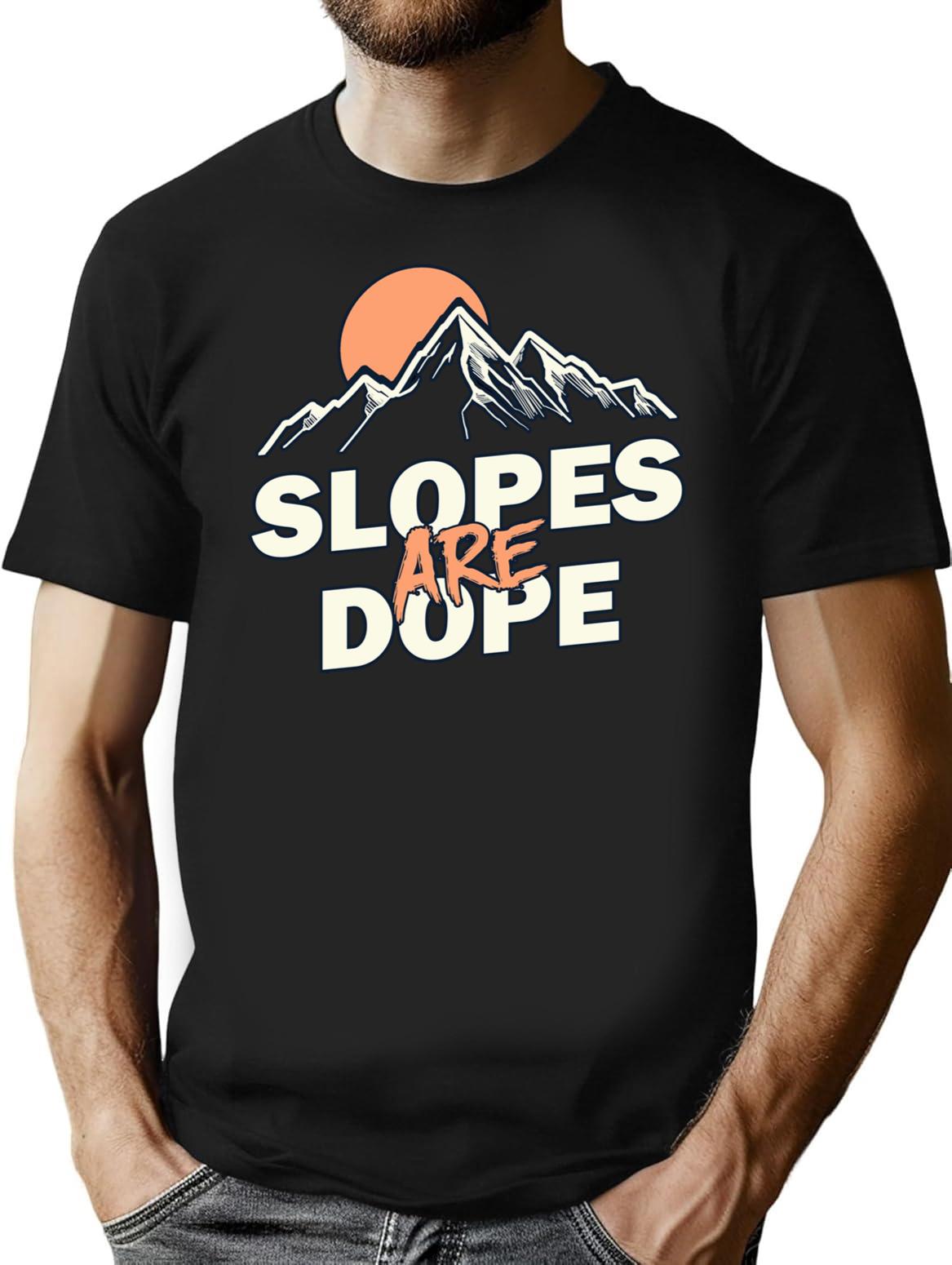 Slopes are Dope Funny Skiing Premium Heavyweight Cotton T-Shirt - Black