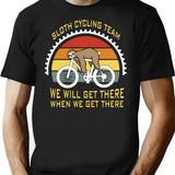 Sloth Cycling Team T-Shirt for Men & Women, T-Shirts Graphic Tee - Black
