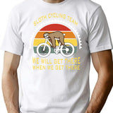 Sloth Cycling Team T-Shirt for Men & Women, T-Shirts Graphic Tee - White