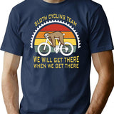 Sloth Cycling Team T-Shirt for Men & Women, T-Shirts Graphic Tee - Navy