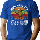 Sloth Hiking Team Funny Hiking Team Gift For Sloth Lover T-Shirt for Men & Women, T-Shirts Graphic Tee - Blue
