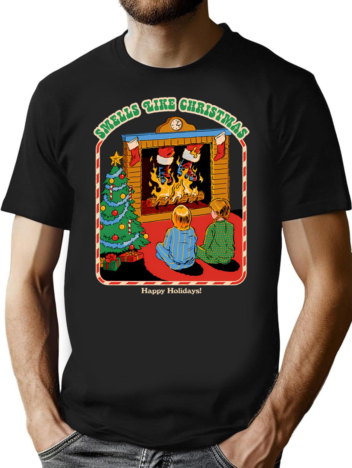 Smells Like Christmas T-Shirt for Men & Women, T-Shirts Graphic Tee - Black