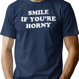Smile If You'Re Horny T-Shirt for Men & Women, T-Shirts Graphic Tee - Navy