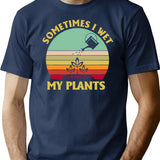 Sometimes I Wet My Plants Shirt Funny Gardening Vintage Tshirt Funny Gifts T-Shirt for Men & Women, T-Shirts Graphic Tee - Navy