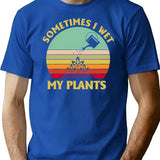 Sometimes I Wet My Plants Shirt Funny Gardening Vintage Tshirt Funny Gifts T-Shirt for Men & Women, T-Shirts Graphic Tee - Blue