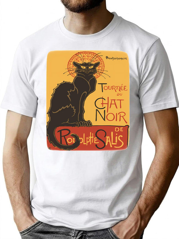 Soon The Black Cat Tour By Rodolphe Salis T-Shirt for Men & Women, T-Shirts Graphic Tee - White
