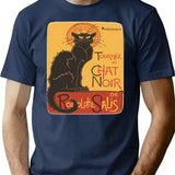 Soon The Black Cat Tour By Rodolphe Salis T-Shirt for Men & Women, T-Shirts Graphic Tee - Navy