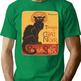 Soon The Black Cat Tour By Rodolphe Salis T-Shirt for Men & Women, T-Shirts Graphic Tee - Green