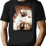 Spaceman Sloth Astronaut T-Shirt for Men & Women, T-Shirts Graphic Tee - Black