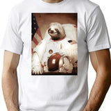 Spaceman Sloth Astronaut T-Shirt for Men & Women, T-Shirts Graphic Tee - White