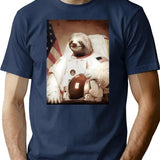 Spaceman Sloth Astronaut T-Shirt for Men & Women, T-Shirts Graphic Tee - Navy