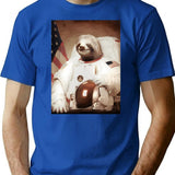 Spaceman Sloth Astronaut T-Shirt for Men & Women, T-Shirts Graphic Tee - Blue