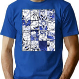 Special Present Oboro Shirakumo Collage Color Version Gift Movie Fans Poster Premium Heavyweight Cotton T-Shirt - Blue