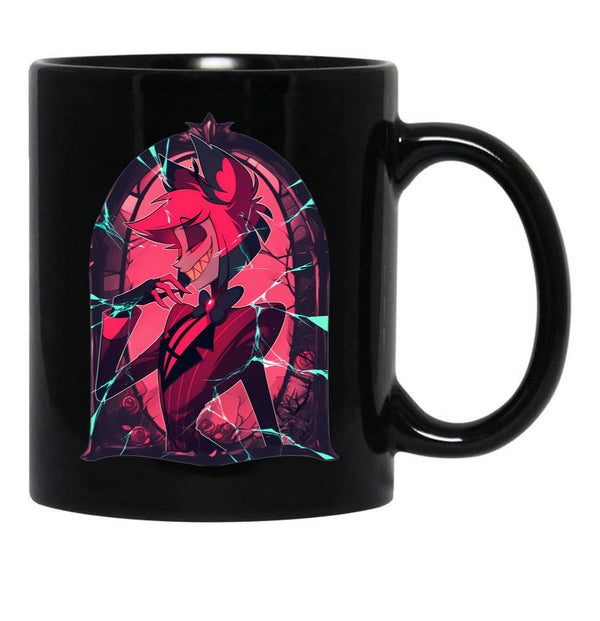 Stained Glass Alastor - Cracked Black Coffee Mug, Gift Coffee Mug - Black
