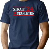 Stapleton Strait 24 Retro Vintage Country Cowboy Western Premium Heavyweight Cotton T-Shirt - Navy