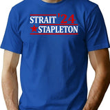 Stapleton Strait 24 Retro Vintage Country Cowboy Western Premium Heavyweight Cotton T-Shirt - Blue