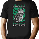 Stay Up All Night Owl T-Shirt for Men & Women, T-Shirts Graphic Tee - Black