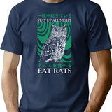 Stay Up All Night Owl T-Shirt for Men & Women, T-Shirts Graphic Tee - Navy