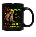 Steppin' Into Black History Month African American Pride High Heels Fashion Tee Black Coffee Mug - Black